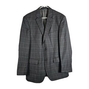 PRONTO UOMO PLATINUM Window Plaid Wool Blend Blazer Sz 42 L Gray Sportcoat EUC